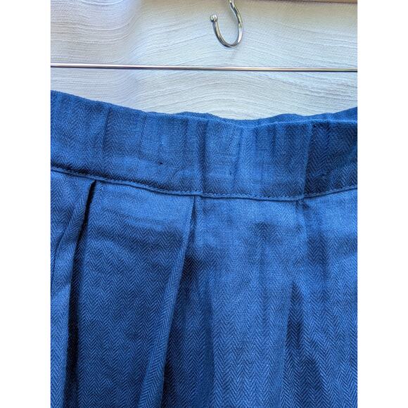 J. Crew Womens Pleated Skirt Sz 12 linen silk striped elastic waist Academia - Picture 6 of 6